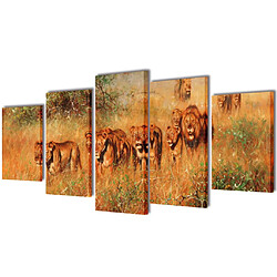 Decoshop26 Toile de décoration murale kit de 5 pièces 100x50cm lion DEC02034