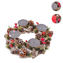 Mendler Couronne de l'Avent HWC-H50, décoration, arrangement de Noel, bois, rond Ø 33cm ~ sans bougies