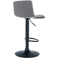 Acheter Decoshop26 Tabouret de bar x1 avec repose-pieds pivotant dossier incurvé en tissu gris clair et métal noir 10_0004962