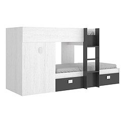 Acheter Pegane Lit enfant superposé avec armoire et 2 tiroirs coloris Blanc, graphite - Longueur 271 x Profondeur 111 x Hauteur 150 cm