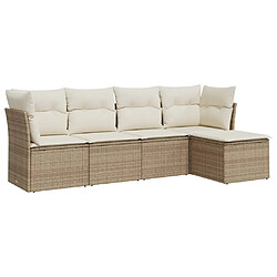 vidaXL Salon de jardin avec coussins 5 pcs beige résine tressée