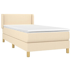 Avis Maison Chic Structures de lit + matelas,Lit à sommier tapissier et matelas pour Chambre Crème 90x190 cm Tissu -MN76054