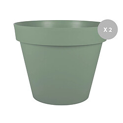 Lot de 2 Pots de fleurs ronds en plastique EDA Toscane vert laurier Ø 60 cm - Eda