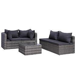 Avis vidaXL Salon de jardin 9 pcs avec coussins Résine tressée Gris