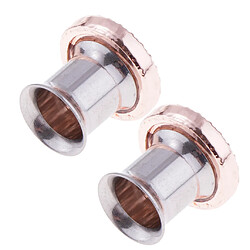 Avis 2 pcs fantaisie rose or fleur bouchon d'oreille tunnel en acier inoxydable bijoux d'oreille 8mm