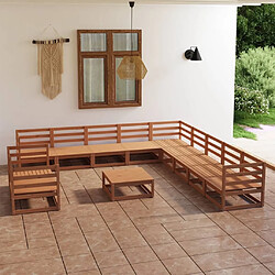 Maison Chic Salon de jardin 12 pcs - Table et chaises d'extérieur - Mobilier/Meubles de jardin Moderne marron miel bois de pin massif -MN60440