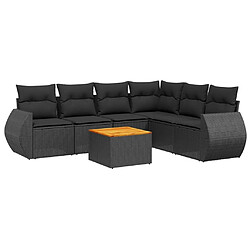 Maison Chic Salon de jardin 7 pcs avec coussins | Ensemble de Table et chaises | Mobilier d'Extérieur noir résine tressée -GKD58915