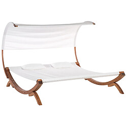 Beliani Chaise longue avec coussin Bois Blanc cassé TERAMO