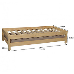 Acheter Le Quai Des Affaires Lit empilable JONAS 90x190 (lot de deux lits)+ 2 sommiers / Naturel