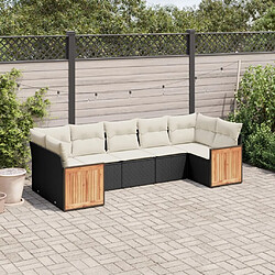 Maison Chic Salon de jardin 7 pcs avec coussins | Ensemble de Table et chaises | Mobilier d'Extérieur noir résine tressée -GKD34450