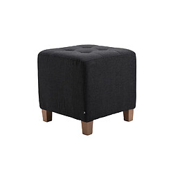 Avis Decoshop26 Tabouret bas repose-pieds pouf capitonné en tissu noir pieds en bois 45x46 cm 10_0000162