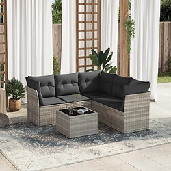 vidaXL Salon de jardin 6 pcs avec coussins gris clair résine tressée