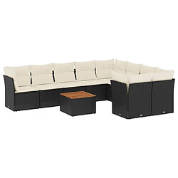 Maison Chic Salon de jardin 10 pcs avec coussins | Ensemble de Table et chaises | Mobilier d'Extérieur noir résine tressée -GKD60114