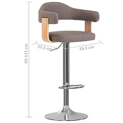 vidaXL Tabourets de bar lot de 2 taupe bois courbé et tissu pas cher