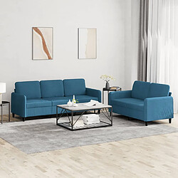 Maison Chic Ensemble de canapés 2 pcs, Canapé droit Sofa pour Salon bleu velours -GKD129616