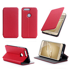 Xeptio Etui luxe Huawei Honor 8 Ultra Slim rouge Cuir PU avec stand