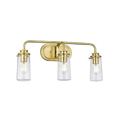 Elstead Lighting Applique murale salle de bains Kichler Acier,verre grainé transparent Laiton brossé