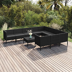 Maison Chic Salon de jardin 11pcs + coussins - Mobilier/Meubles de jardin - Table et chaises d'extérieur Résine tressée Noir -MN98958