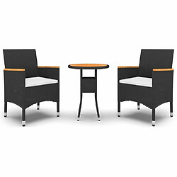 Maison Chic Mobilier à dîner 3 pcs de jardin - Ensemble table et chaises d'extérieur - Salon/Mobilier de jardin classique Résine tressée Noir -MN24650