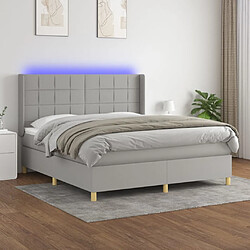 vidaXL Sommier à lattes de lit matelas LED Gris clair 180x200 cm Tissu