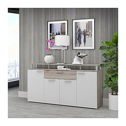 Acheter GULADA Ensemble meuble tele - buffet - table a manger - Contemporain - Blanc et decor chene