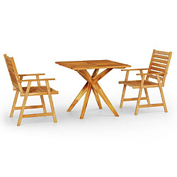 Salle à manger de jardin 3 pcs,Table et chaise à dîner Bois d'acacia solide -MN26892