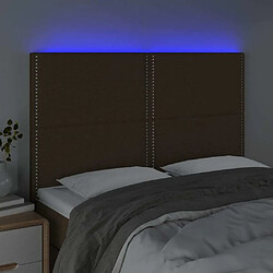 Avis Maison Chic Tête de lit scandinave à LED,meuble de chambre Marron foncé 144x5x118/128 cm Tissu -MN70901