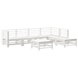 Maison Chic Salon de jardin 7 pcs - Table et chaises d'extérieur - Mobilier/Meubles de jardin Moderne Blanc Bois de pin massif -MN82426