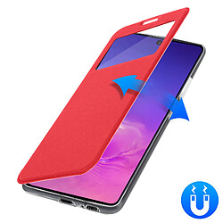 Avizar Housse Samsung Galaxy S10 Lite Étui Fenêtre Porte-carte Support Vidéo Rouge pas cher