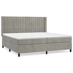 Maison Chic Lit Adulte - Lit simple Lit à sommier tapissier et matelas moelleux - Meuble de Chambre - Gris clair 200x200cm Velours -MN30467