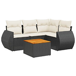 Maison Chic Ensemble de 5 Tables et chaises d'extérieur avec coussins,Salon de jardin noir résine tressée -GKD525169