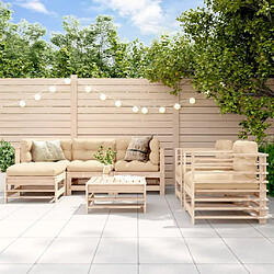 vidaXL Salon de jardin 7 pcs avec coussins bois massif