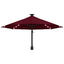 Avis vidaXL Parasol mural de jardin avec LED 300 cm bordeaux