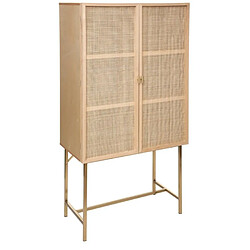 Pegane Buffet haut avec 2 portes en MDF coloris beige - Longueur 80 x profondeur 41,7 x hauteur 165,3 cm