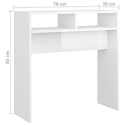 vidaXL Table console Blanc brillant 78x30x80 cm Aggloméré pas cher