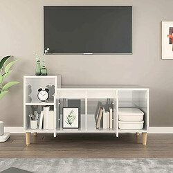 Avis Maison Chic Meuble TV scandinave - Banc TV pour salon Blanc brillant 100x35x55 cm Bois d'ingénierie -MN13072