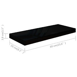 vidaXL Étagère murale flottante Noir brillant 60x23,5x3,8 cm MDF pas cher