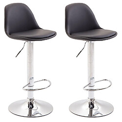 Decoshop26 Lot de 2 tabourets de bar en synthétique noir et cadre en métal hauteur réglable pieds trompette 10_0000694