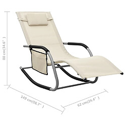 vidaXL Chaise longue textilène crème et gris pas cher