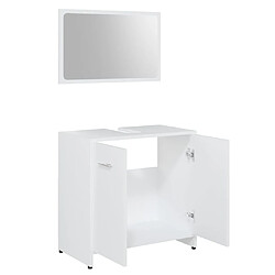 Avis Maison Chic Ensemble de 4 meubles de salle de bain,Armoire rangement + miroir Blanc Aggloméré -MN17720