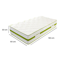 Visiodirect Matelas réversible SOUL, 90x190 cm, mémoire de forme, ferme, indépendance du couchage