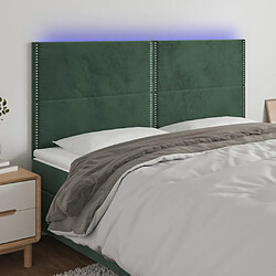 Maison Chic Tête de lit moderne à LED lumineuse pour chambre - Décoration de lit Vert foncé 180x5x118/128 cm Velours -MN63192