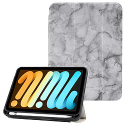 Etui en PU motif marbré avec support à trois volets et porte-stylo gris pour votre Apple iPad mini (2021)