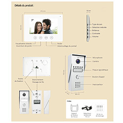 Portier Vidéo filaire connecté Wifi avec Ecran tactile 7'' - 2 fils - Contrôle vocal Alexa/google Home de marque KYF