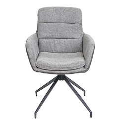 Decoshop26 Chaise de salle à manger fauteuil pivotant avec accoudoirs en tissu gris foncé 04_0006334