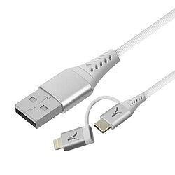 Câble 2 en 1 Lightning / USB-C Charge Synchronisation Compact 10cm Akashi Blanc