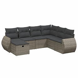 vidaXL Salon de jardin avec coussins 7 pcs gris résine tressée