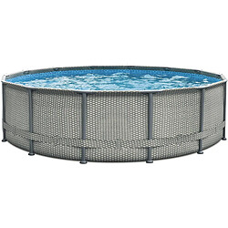 Habitat Et Jardin Piscine tubulaire Elite liner imprimé - Ø 4.88 x 1.22 m - avec filtration