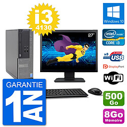 PC Dell Optiplex 3020 SFF Ecran 27" i3-4130 RAM 8Go Disque 500Go Windows 10 Wifi - Occasion