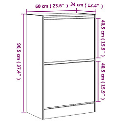 vidaXL Armoire à chaussures gris béton 60x34x96,5 cm bois d'ingénierie pas cher